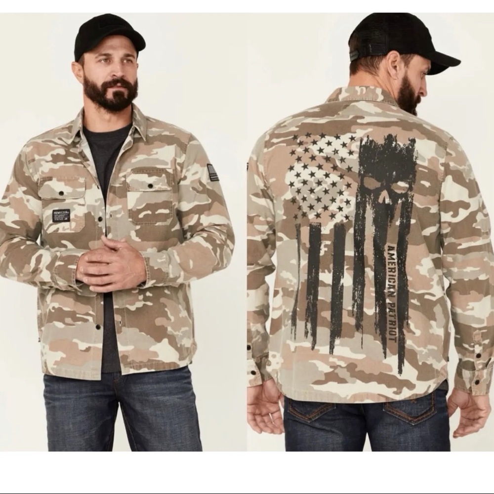Howitzer Style Men's Button Down Flannel Armory CAMO Print Military Grunt